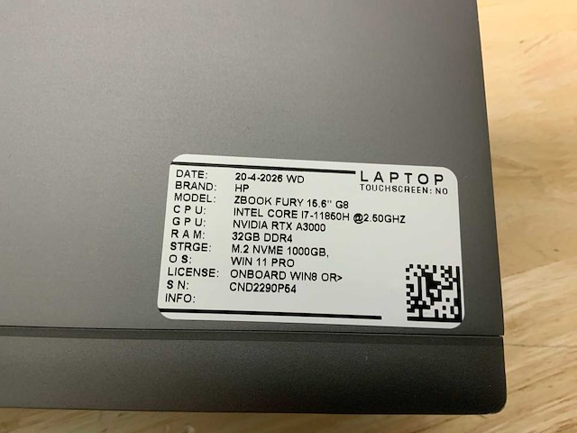 Hp zbook fury 15,6” g8 (i7) laptop - afbeelding 7 van  7