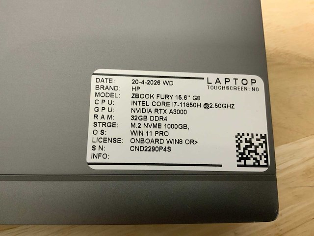 Hp zbook fury 15,6” g8 (i7) laptop - afbeelding 7 van  7