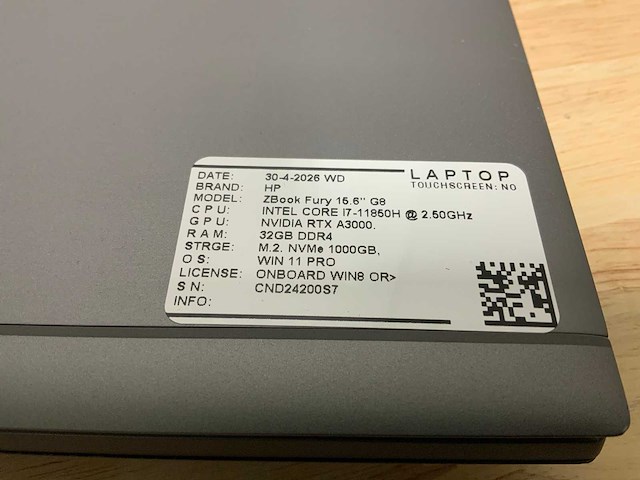 Hp zbook fury 15,6” g8 (i7) laptop - afbeelding 2 van  7