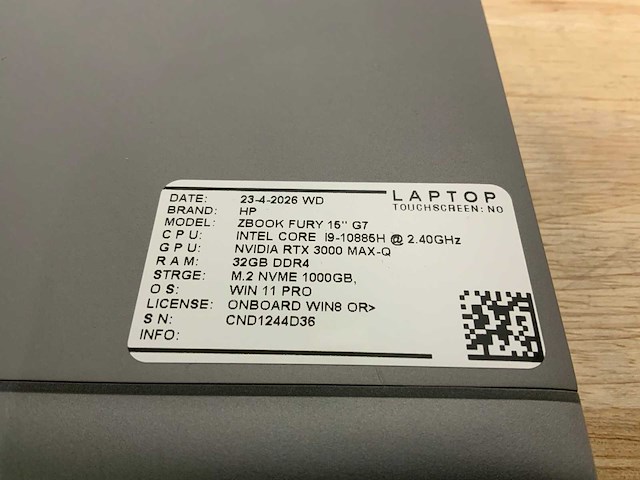 Hp zbook fury 15.6”g7 (i9) laptop - afbeelding 4 van  10