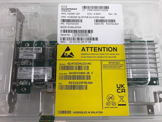 Hpe (ql41232hlcu-hc) 10/25gb 2-port sfp28 adapters (new) (14x) - afbeelding 5 van  6