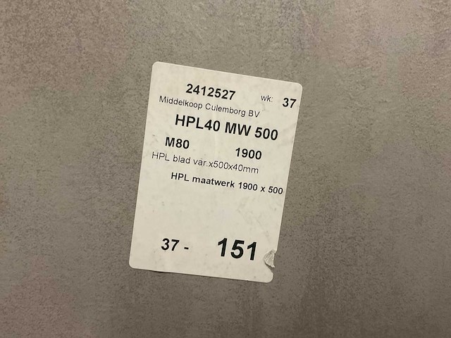 Hpl werkblad 1900x500x38 mm - afbeelding 3 van  3