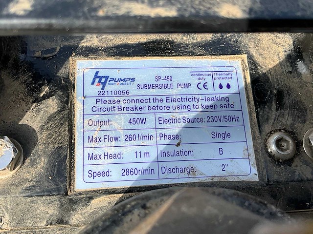 Hq sp 450 vuilwaterpomp - afbeelding 5 van  5