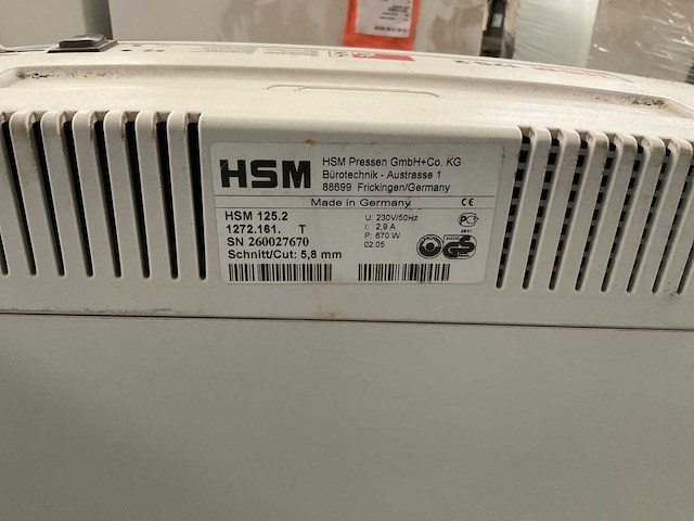 Hsm 125.2 papiershredder - afbeelding 4 van  5