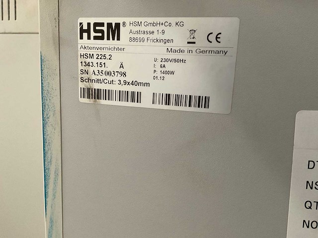 Hsm 225.2 papiershredder - afbeelding 4 van  4