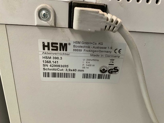 Hsm 390.3 papiershredder - afbeelding 2 van  2