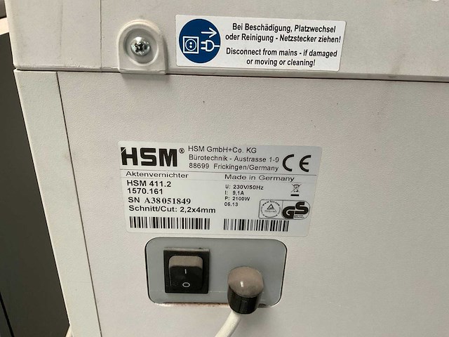 Hsm 411.2 papiershredder - afbeelding 5 van  5