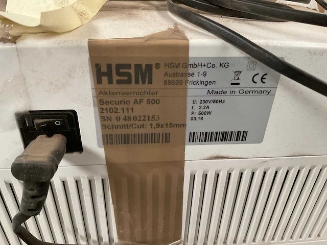 Hsm af 500 papiershredder - afbeelding 3 van  3