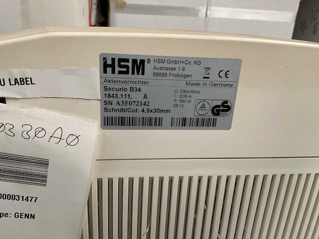 Hsm b34 papiershredder - afbeelding 5 van  5