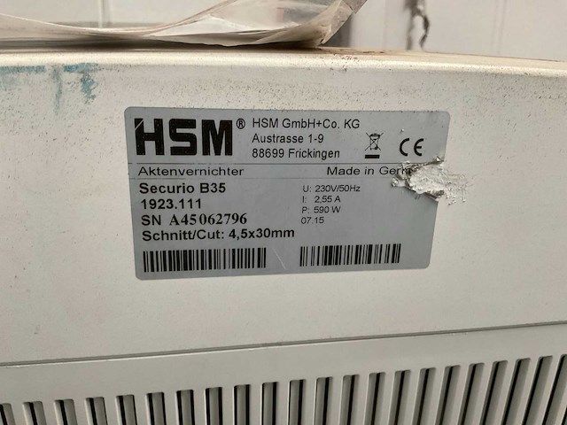 Hsm b35 papiershredder - afbeelding 4 van  4