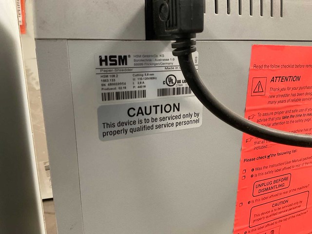 Hsm classic 108.2 papiershredder - afbeelding 4 van  5