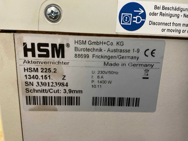 Hsm classic 225.2 papier shredder - afbeelding 6 van  6