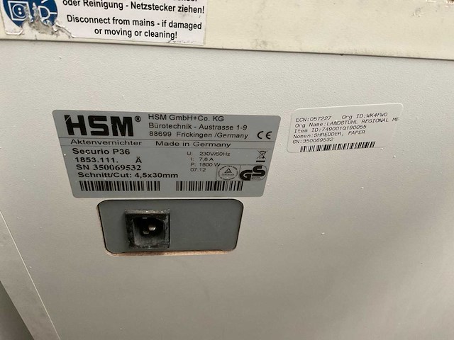 Hsm p36 papiershredder - afbeelding 7 van  7
