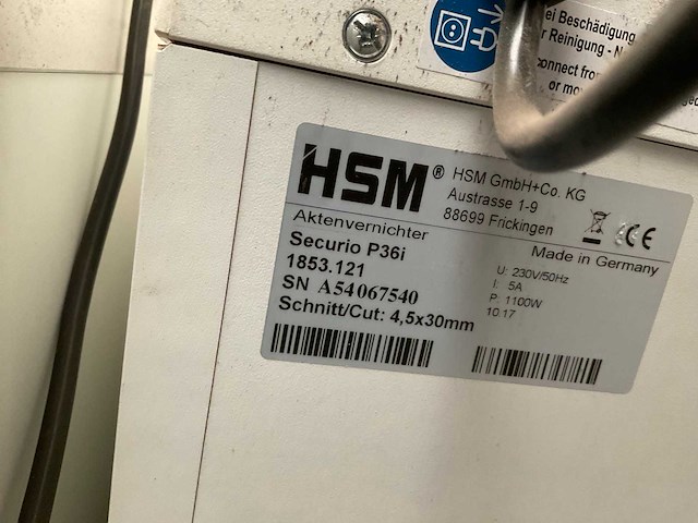 Hsm p36i papiershredder - afbeelding 3 van  3