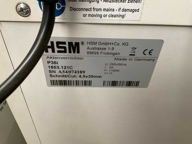 Hsm p36i papiershredder - afbeelding 6 van  7