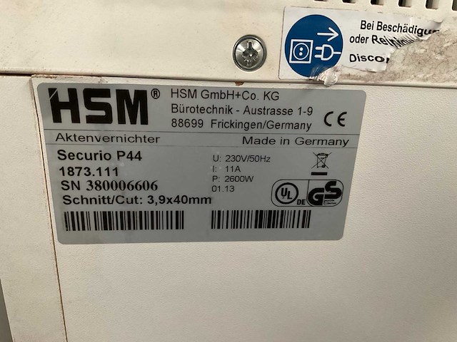 Hsm p44 papiershredder - afbeelding 5 van  5