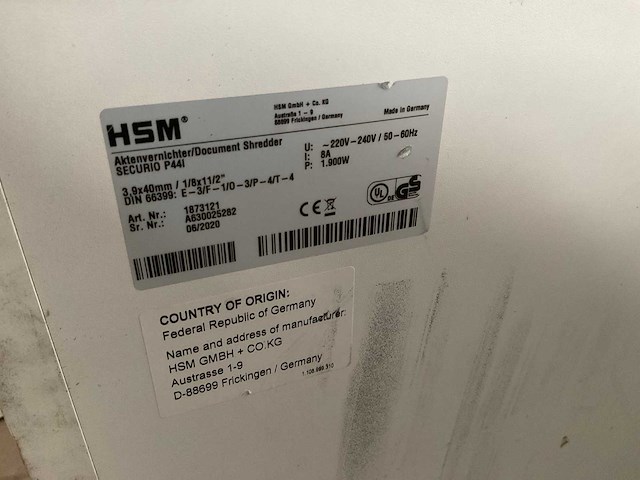 Hsm p44i papiershredder - afbeelding 3 van  3