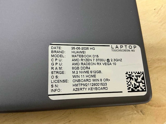 Huawei matebook d15(ryzen7) laptop - afbeelding 8 van  9