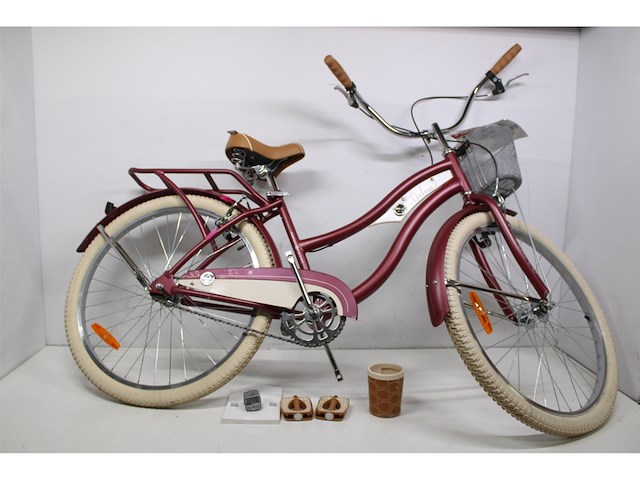 Huffy deluxe 26 inch cruiser fiets donkerrood - afbeelding 5 van  6