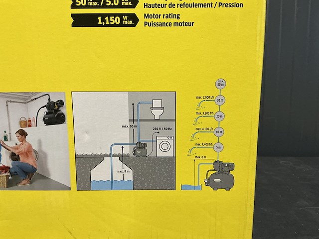 Huishoudelijke waterpomp kärcher, bp 4.900, zwart /geel - afbeelding 3 van  5
