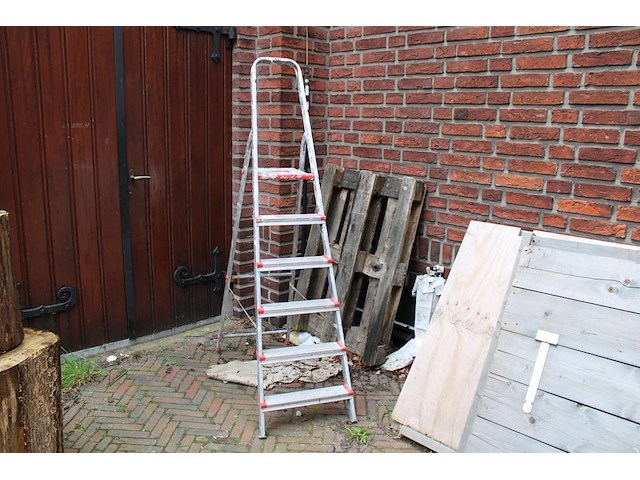 Huishoudtrap antrex met vijf treden en bordes. - afbeelding 1 van  2