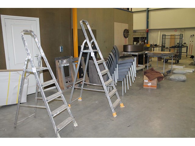 Huishoudtrap met vijf treden en bordes. - afbeelding 1 van  2