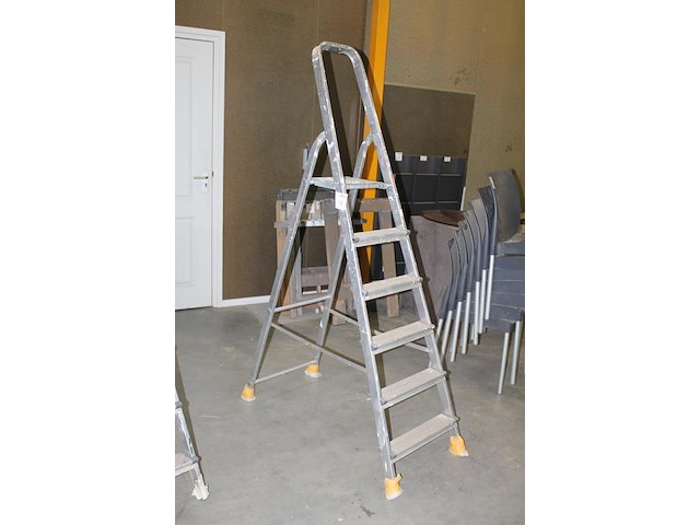 Huishoudtrap met vijf treden en bordes. - afbeelding 2 van  2