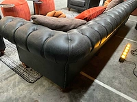 Huislijn | loungebank | zwart leerlook met oranje kussens 320x90x75cm - afbeelding 4 van  4