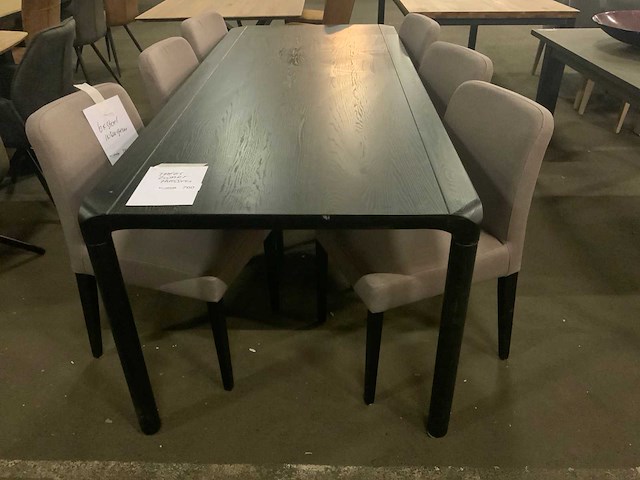Huissen zwart eetkamertafel 220cm. - afbeelding 1 van  6