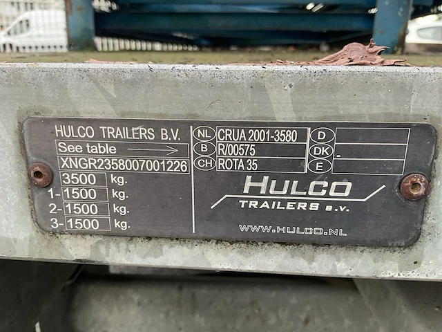 Hulco crua2001-3580 schamel aanhangwagen. voorzien van belgische papieren. niet ten naam gesteld in nederland. - afbeelding 12 van  20