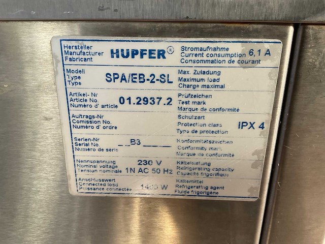 Hupfer spa/eb-2-sl warmhoudwagen - afbeelding 6 van  6