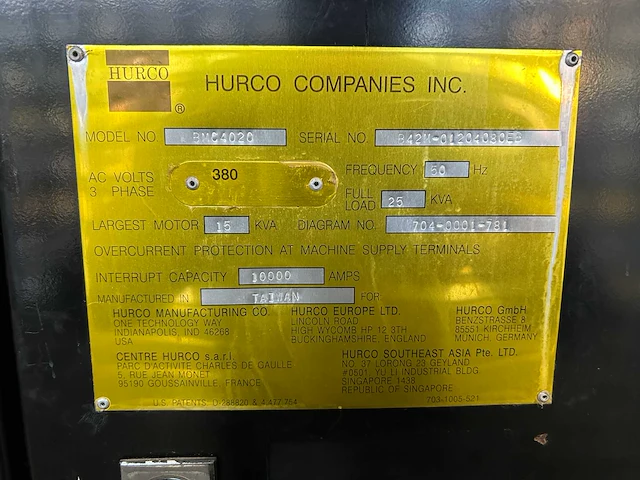 Hurco - bmc 4020 - cnc-milling machine - afbeelding 3 van  21