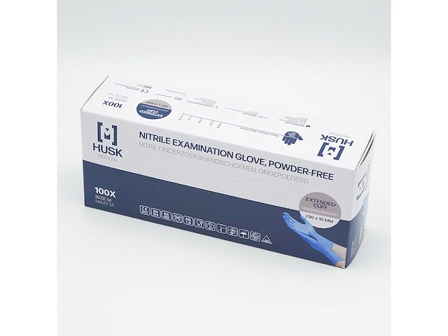 Husk medical - extended nitrile examination glove - examination glove extended cuff - (36000x) - afbeelding 2 van  3
