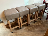 Hutten - barkruk met lederen zitting (4x) - afbeelding 1 van  4