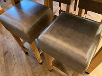Hutten - barkruk met lederen zitting (4x) - afbeelding 3 van  4
