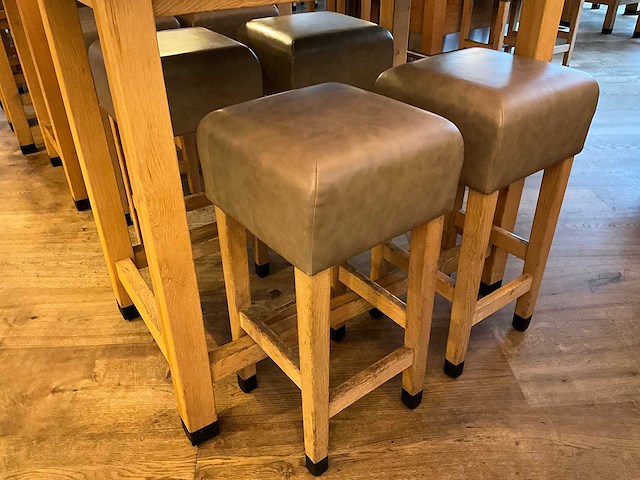 Hutten - barkruk met lederen zitting (4x) - afbeelding 1 van  4