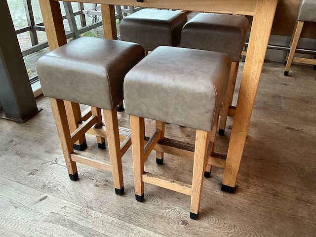 Hutten - barkruk met lederen zitting (4x) - afbeelding 1 van  3