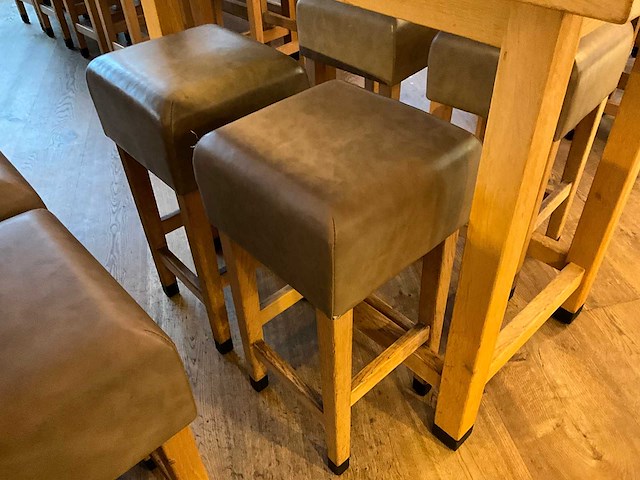 Hutten - barkruk met lederen zitting (4x) - afbeelding 2 van  4