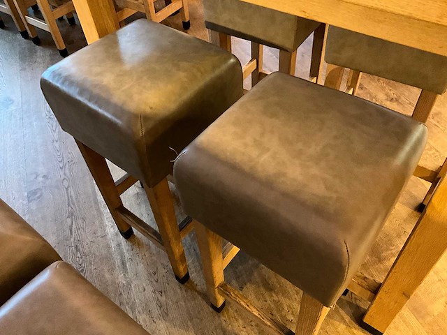 Hutten - barkruk met lederen zitting (4x) - afbeelding 3 van  4