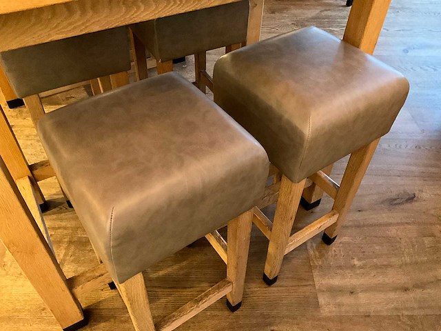 Hutten - barkruk met lederen zitting (4x) - afbeelding 4 van  4