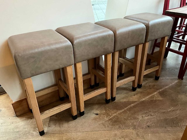 Hutten - barkruk met lederen zitting (4x) - afbeelding 4 van  4