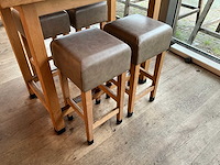 Hutten - barkruk met lederen zitting (4x) - afbeelding 3 van  3