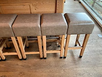 Hutten - barkruk met lederen zitting (6x) - afbeelding 4 van  4