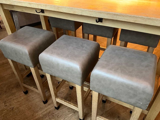 Hutten - barkruk met lederen zitting (6x) - afbeelding 4 van  5