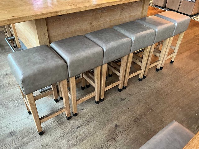 Hutten - barkruk met lederen zitting (6x) - afbeelding 1 van  3