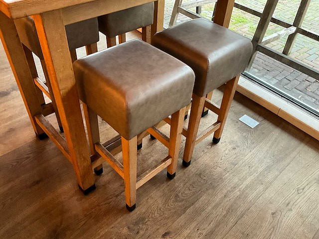 Hutten - barkruk met lederen zitting (8x) - afbeelding 5 van  5