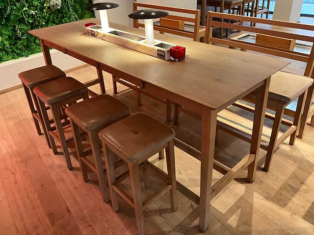 Hutten - bartafel met 2 banken en 4 barkrukken - afbeelding 2 van  7