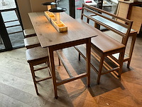 Hutten - bartafel met bank en 3 barkrukken - afbeelding 1 van  7