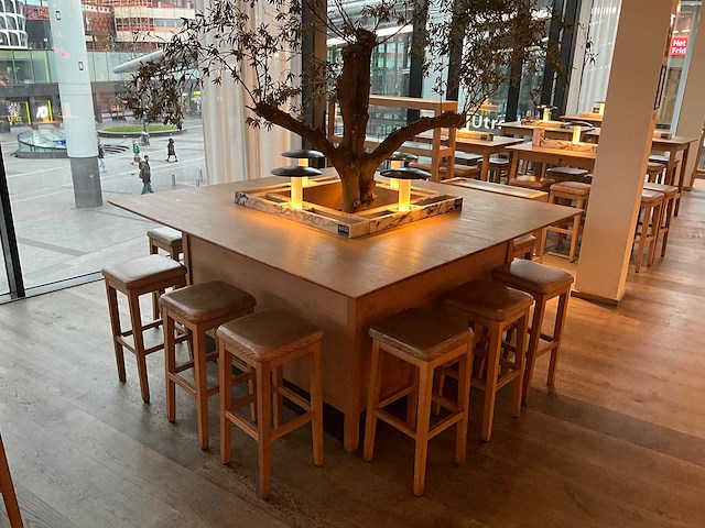 Hutten - bartafel met boom en 12 barkrukken - afbeelding 1 van  11