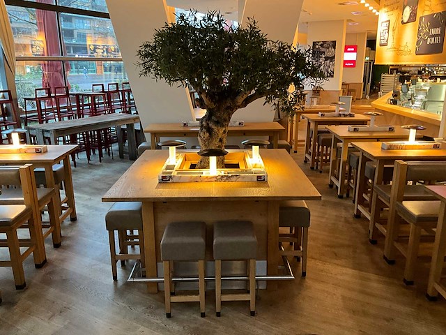 Hutten - bartafel met marmeren opbouw, verlichting & boom - afbeelding 2 van  8